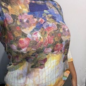 Vintage Colorful Floral Mosaic Top